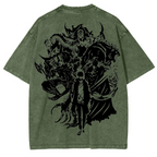 Retro Limited Sung Jin Woo Solo Leveling anime Washed Cotton T-shirt