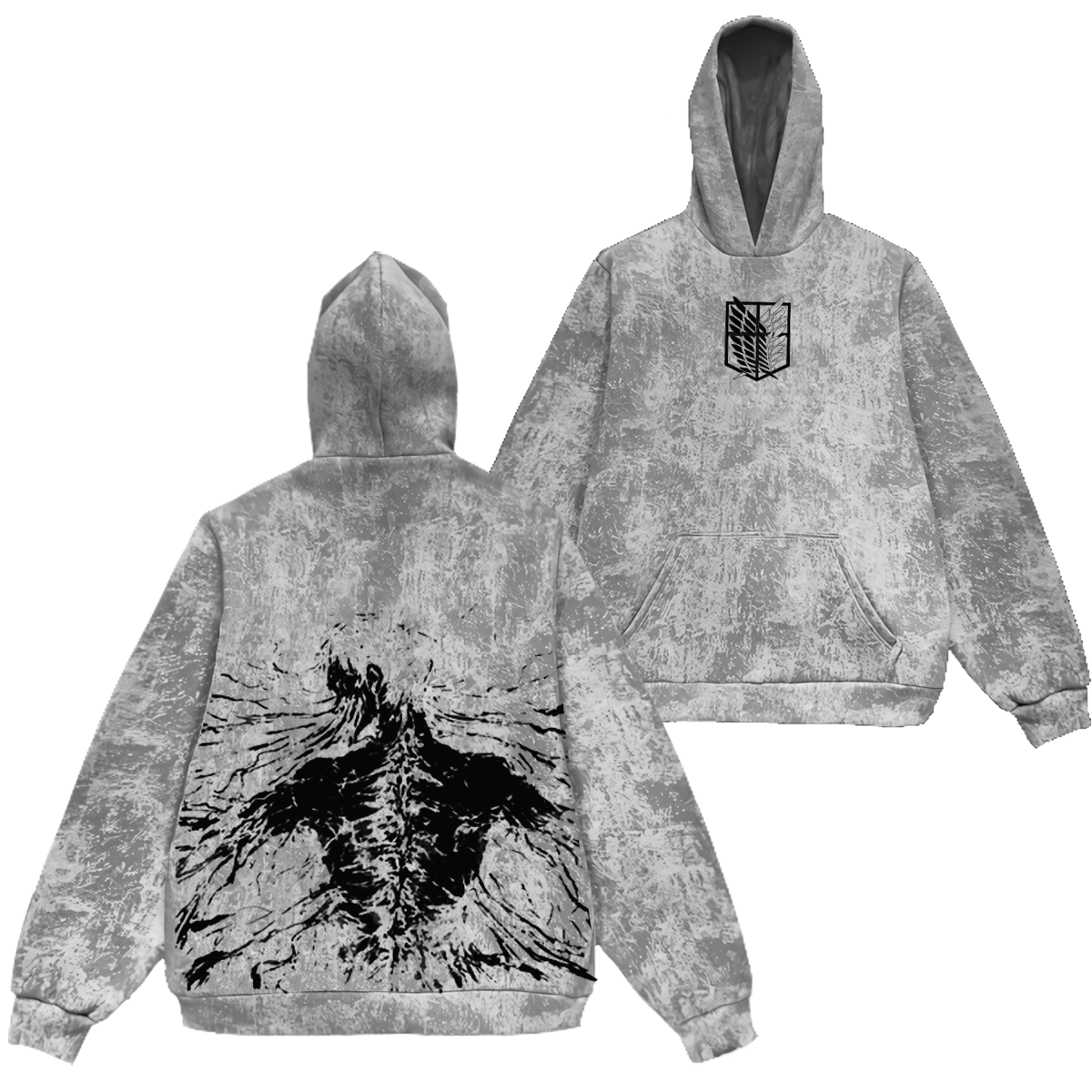 Eren Yeager Inspired Anime Eren Vintage Washed Hooded Sweatshirt