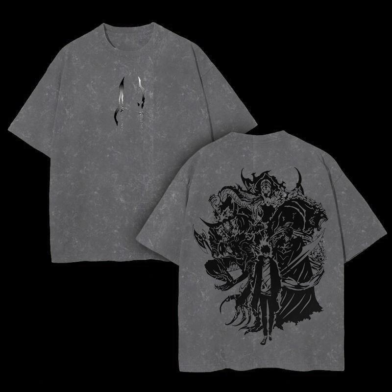 Solo Leveling Shadow Army Printed Unisex Washed T-Shirt