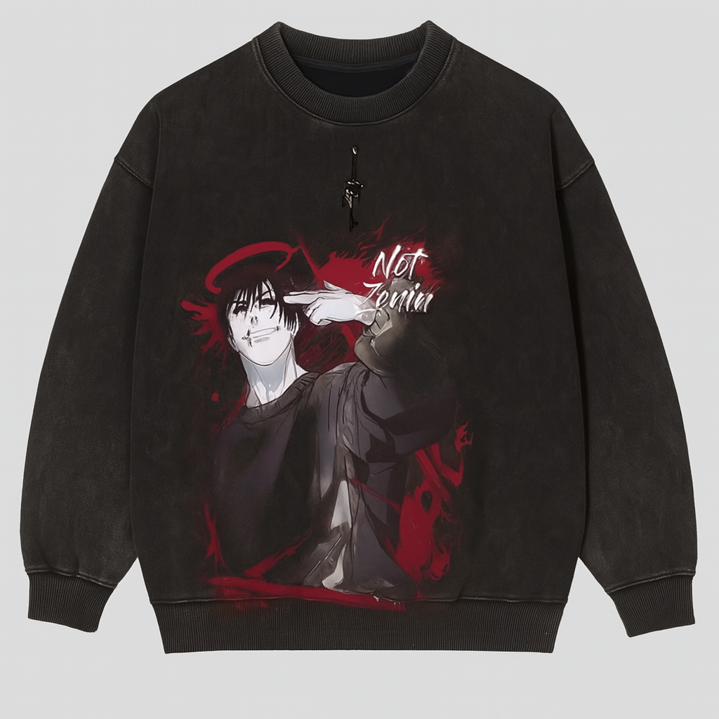 Jujutsu Kaisen Vintage Washed Unisex Pullover Crew Neck Sweatshirt
