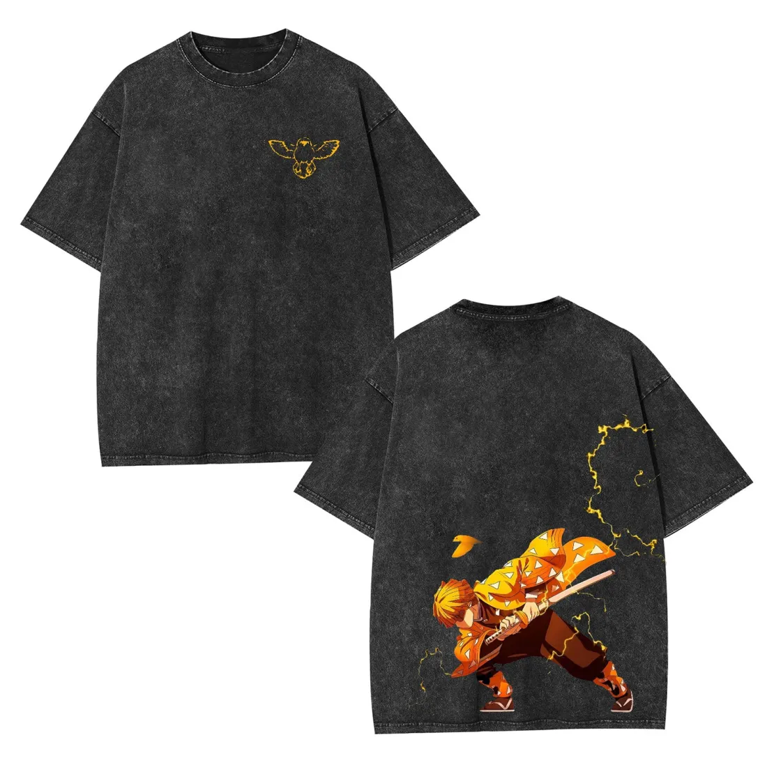 Demon Slayer: Kimetsu no Yaiba Zenitsu Gender-Neutral Anime Loose T-Shirt