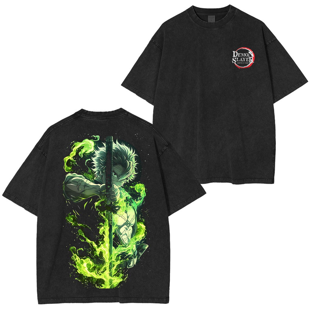 Wind Hashira,Demons Slayer Anime Unisex Washed T-Shirt