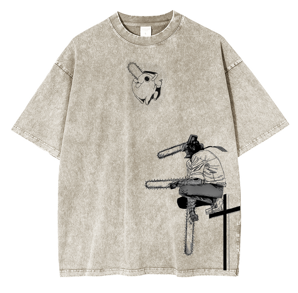 Chainsaw Man Anime Unsiex Washed T-Shirt