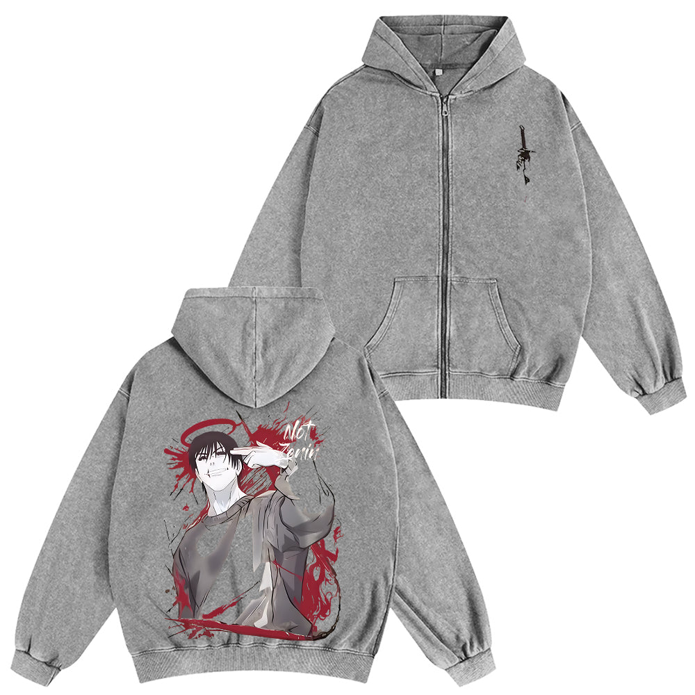 Jujutsu Kaisen Anime Unisex Washed Zip Up Hoodie