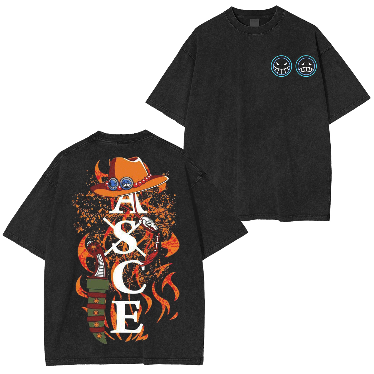 Retro Vintage Limited Anime One Piece, Portgas D. Ace Unisex Washed T-Shirt