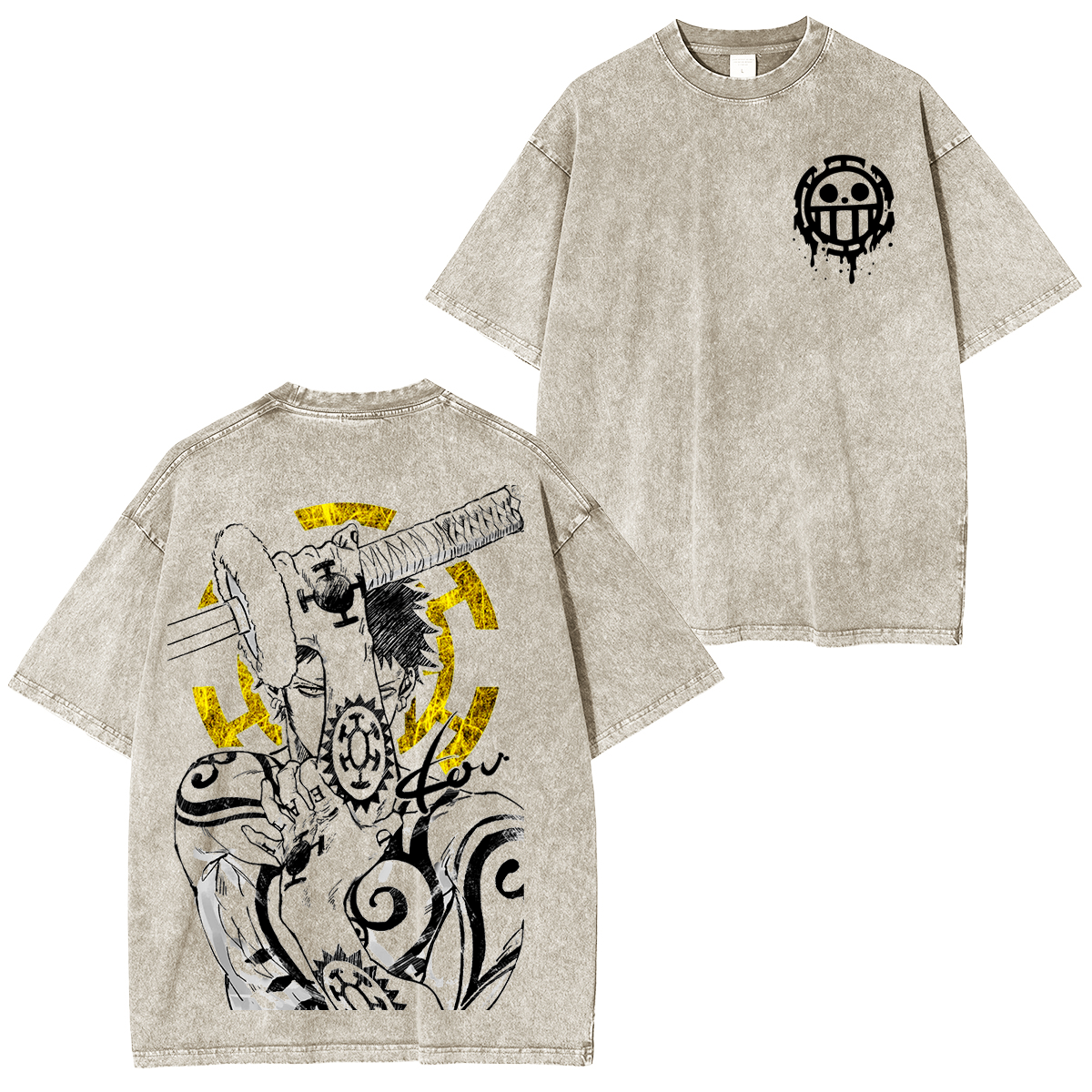 Trafalgar D. Water Law,One Piece Anime Unisex Washed T-Shirt