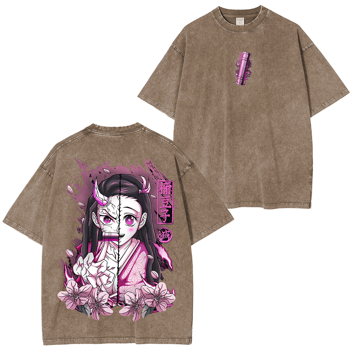 Nezuko Kamado, Demon Slayer Anime Unisex Washed T-Shirt