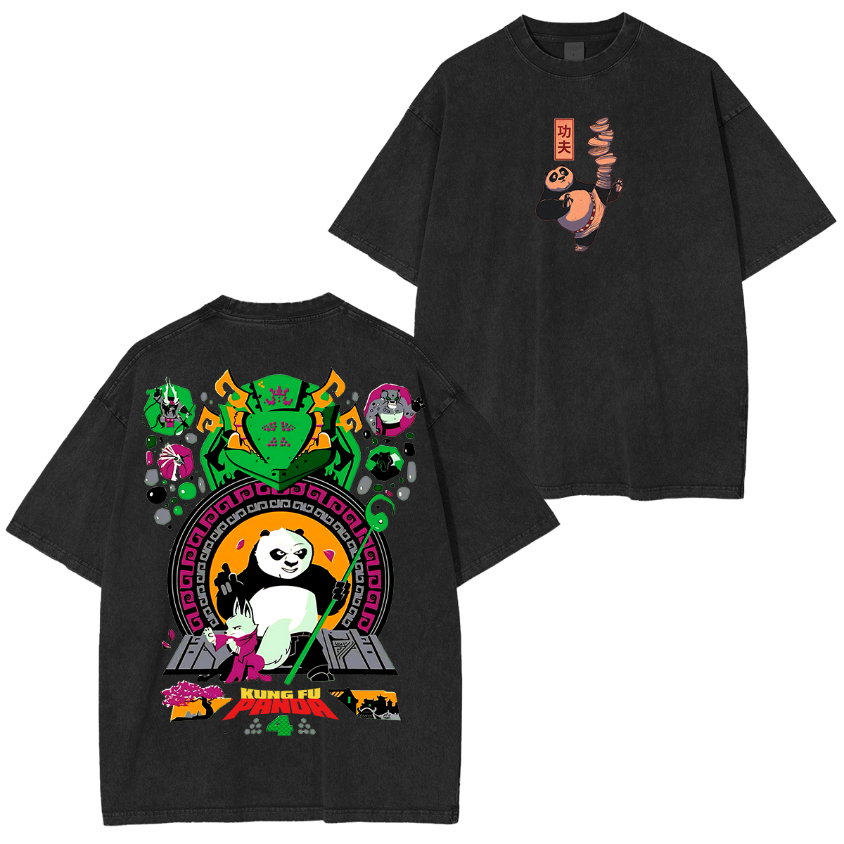 Kung Fu Panda Anime Unisex Washed T-Shirt