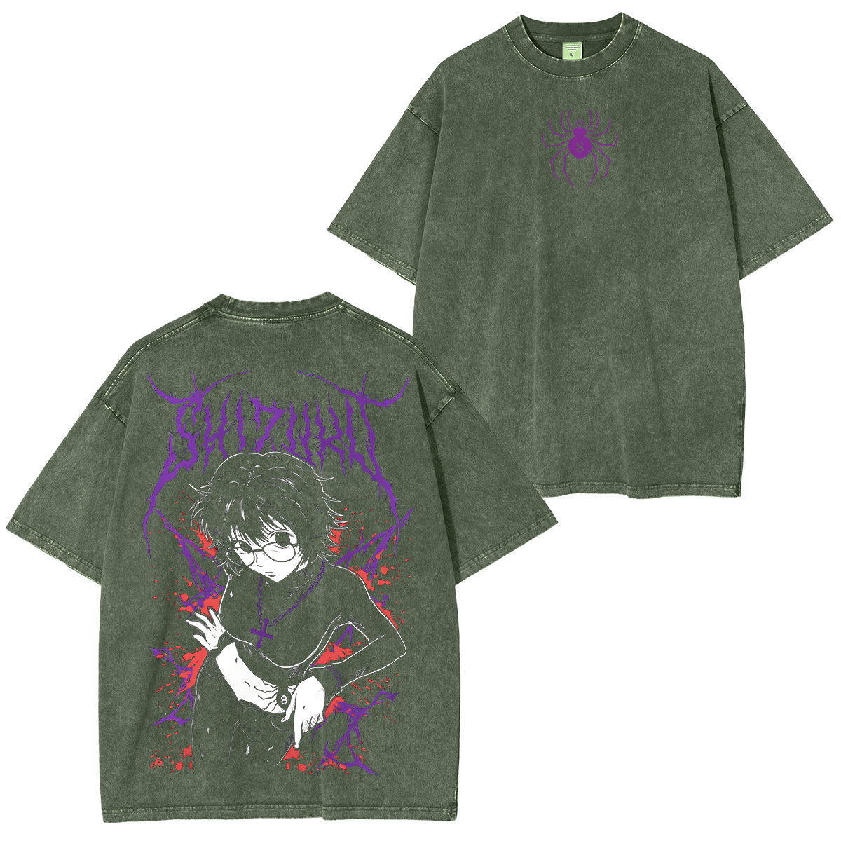 Hunter x Hunter Shizuku Murasaki Letras Morada Anime Unisex Washed T-Shirt