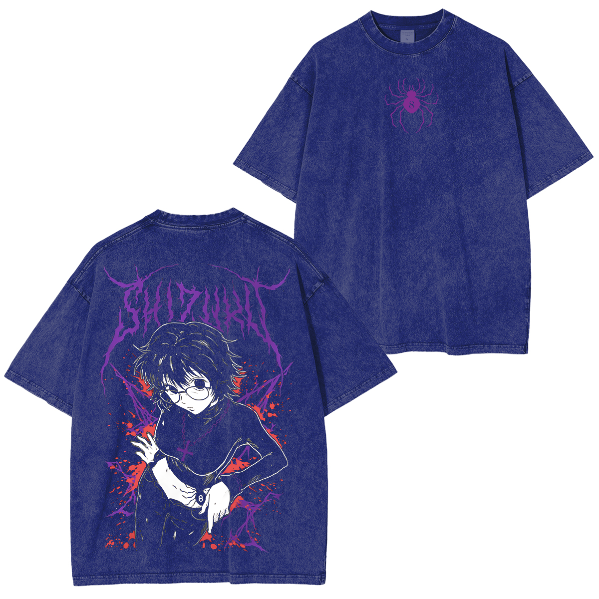Hunter x Hunter Shizuku Murasaki Letras Morada Anime Unisex Washed T-Shirt