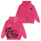 One Piece Doflamingo Unisex Washed Zip Up Hoodie