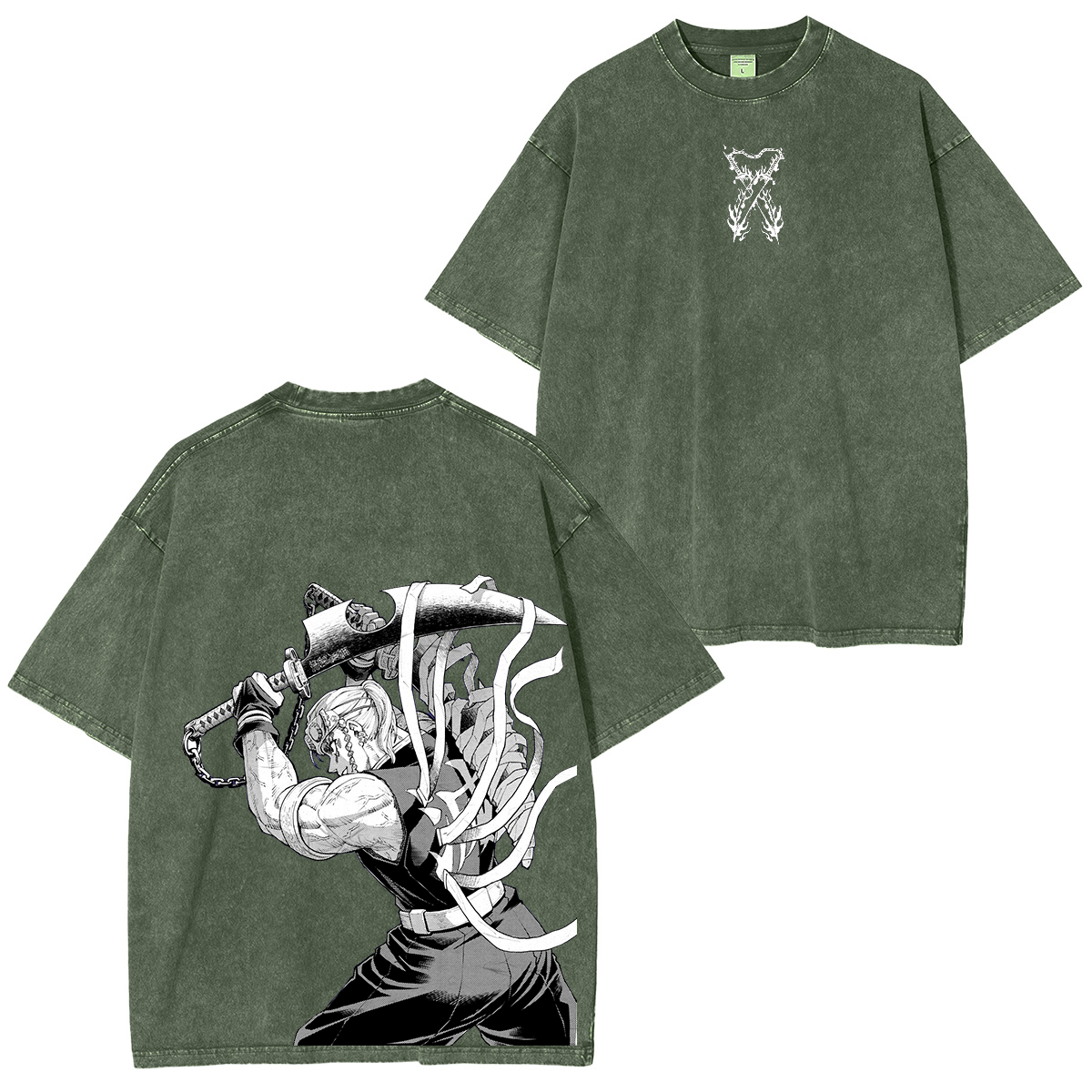 Retro TENGEN UZUI "Sound Hashira" ,Demon Slayer Anime Unisex Washed T-Shirt