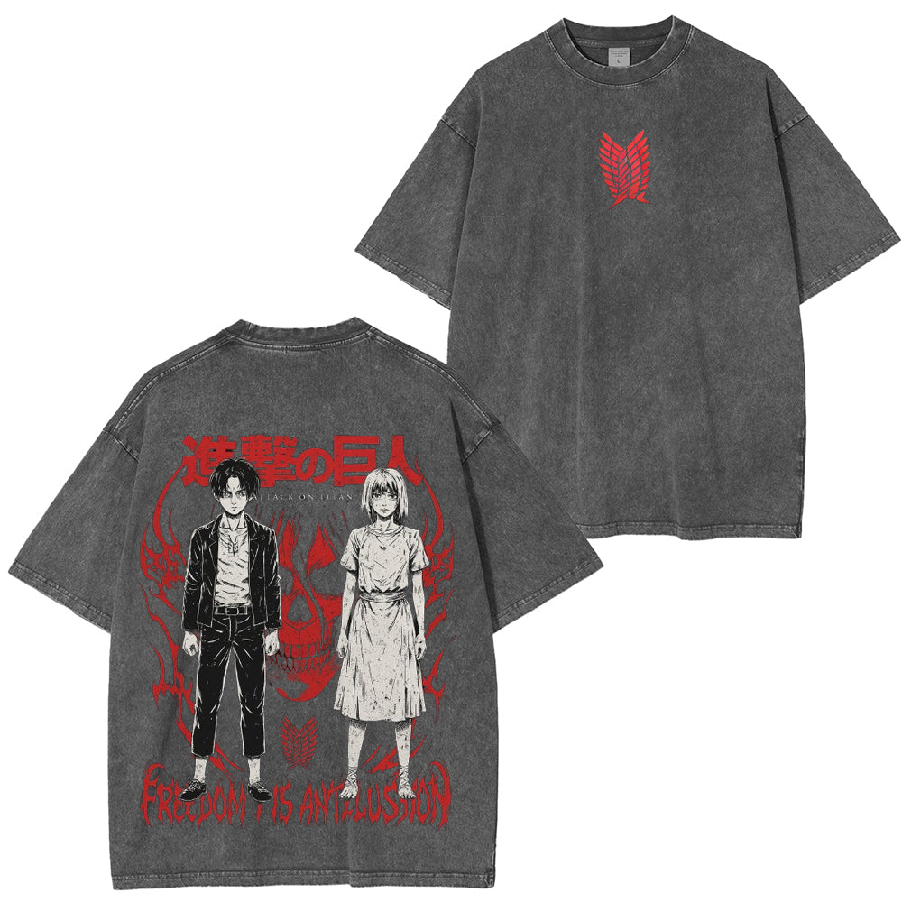 Eren & Ymir Titan Core  Attack on Titan AnimeUnisex Washed T-Shirt