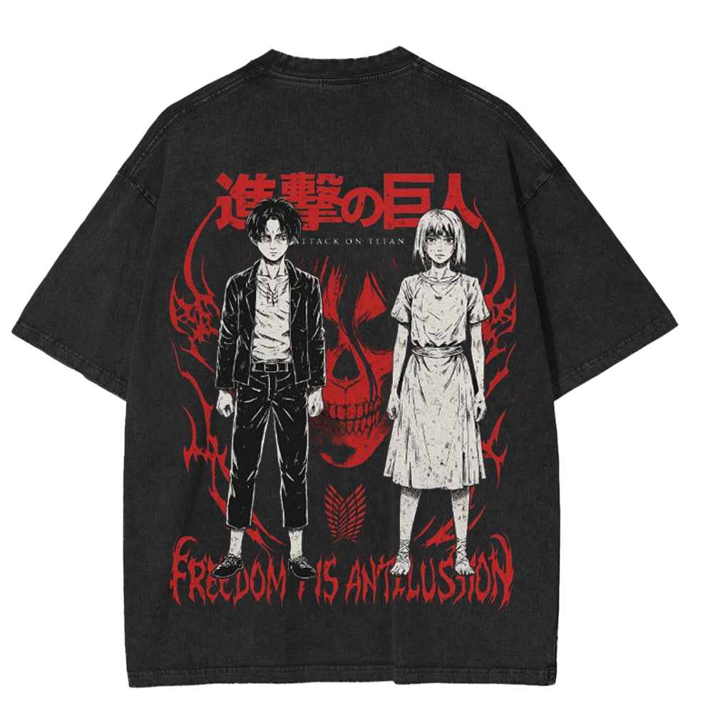 Eren & Ymir Titan Core  Attack on Titan AnimeUnisex Washed T-Shirt