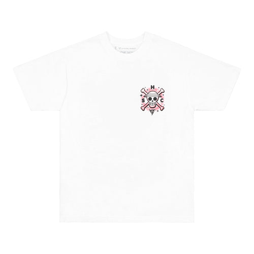 ONE PIECE AIR BRUSH JOLLY ROGER SHIRT (WHITE)