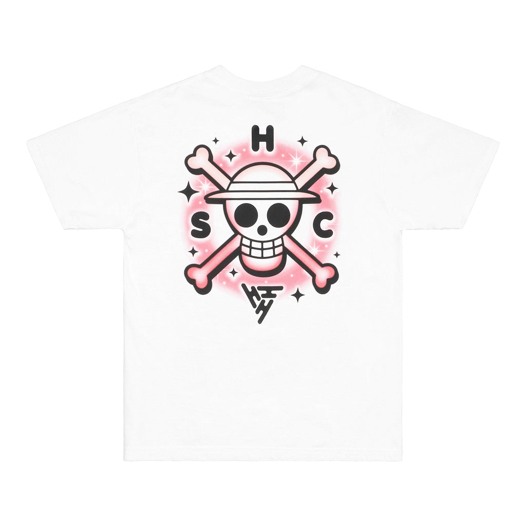 ONE PIECE AIR BRUSH JOLLY ROGER SHIRT (WHITE)