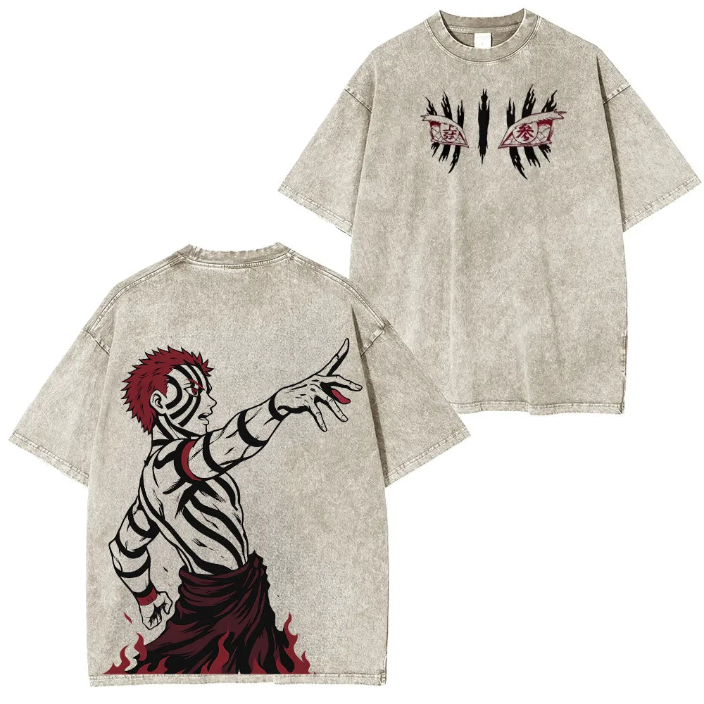 Akaza Upper Moon 3 Demon slayer Unisex Washed T-Shirt