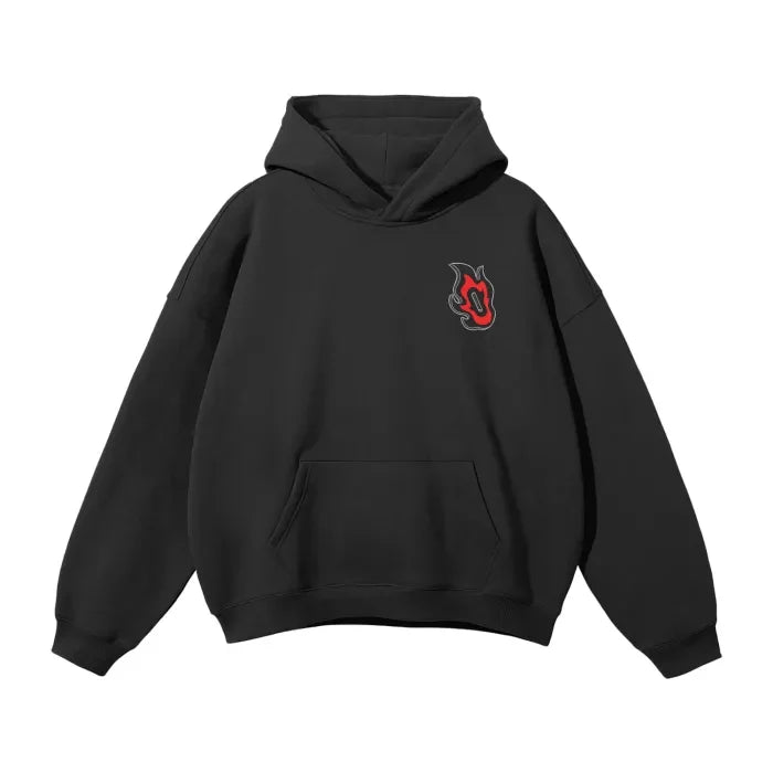 Flame Hashira Graffiti Streetwear Hoodie Black
