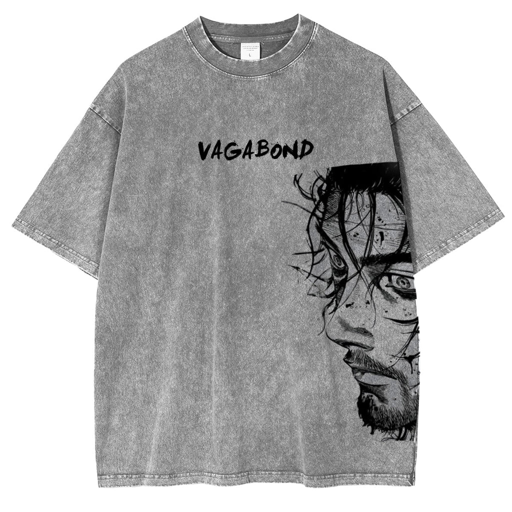 "Vagabond Musashi Miyamoto Black" Washed Oversized T-Shirt