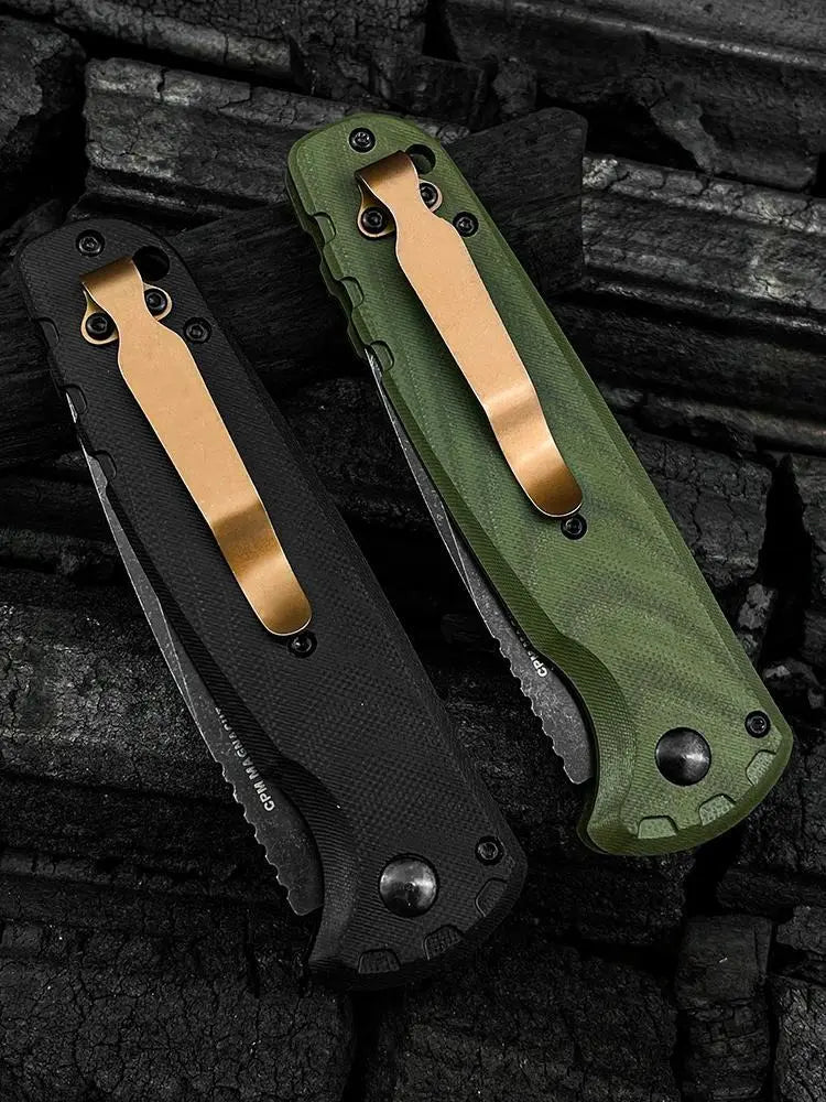 Tactical Military Folding Knife - G10 Anti-Slip Handle, High-Carbon Steel EDC Pocket Tool for Camping & Survival
