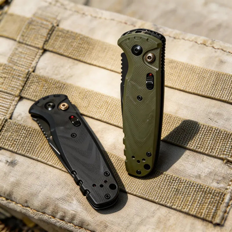 Tactical Military Folding Knife - G10 Anti-Slip Handle, High-Carbon Steel EDC Pocket Tool for Camping & Survival