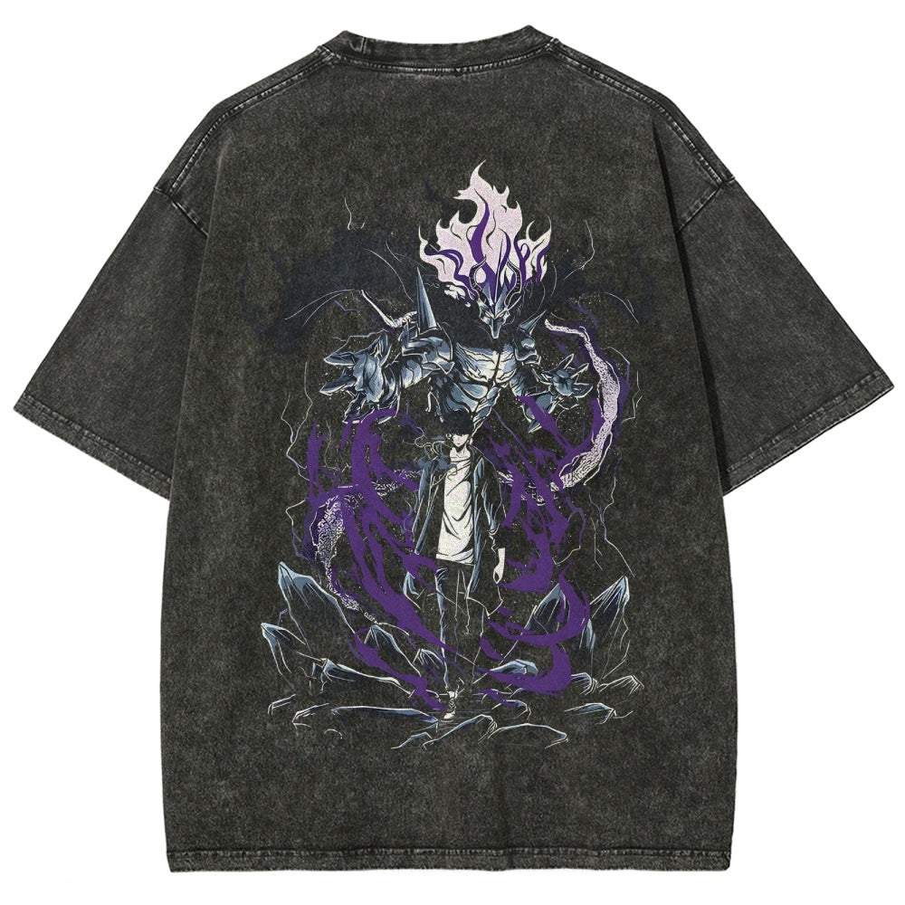 Solo Leveling Sung Jin Woo Printed Unisex Washed T-Shirt