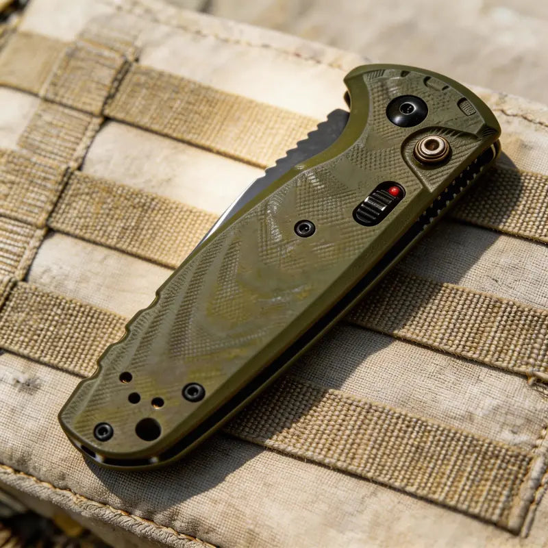 Tactical Military Folding Knife - G10 Anti-Slip Handle, High-Carbon Steel EDC Pocket Tool for Camping & Survival