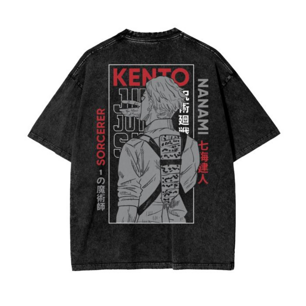 Jujutsu Kaisen Anime Oversize Acid Washed T-Shirt