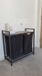 3-Compartment Laundry Sorter with Storage Shelf