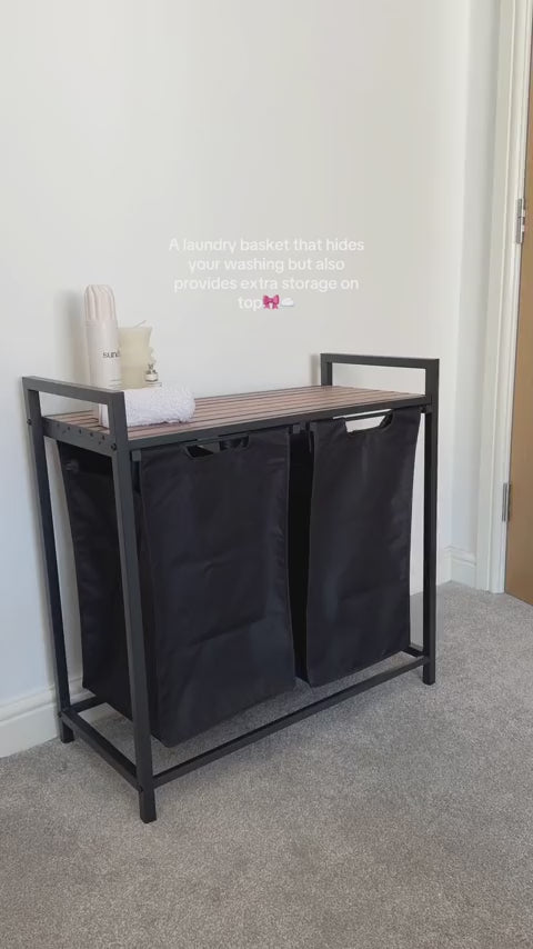 3-Compartment Laundry Sorter with Storage Shelf